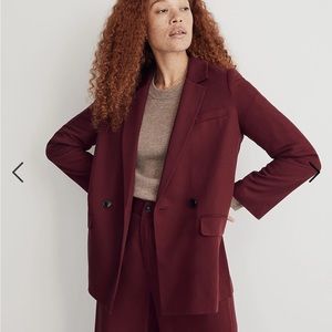 Madewell Drapeweave Caldwell Double-Breasted Blazer Cabernet, XS